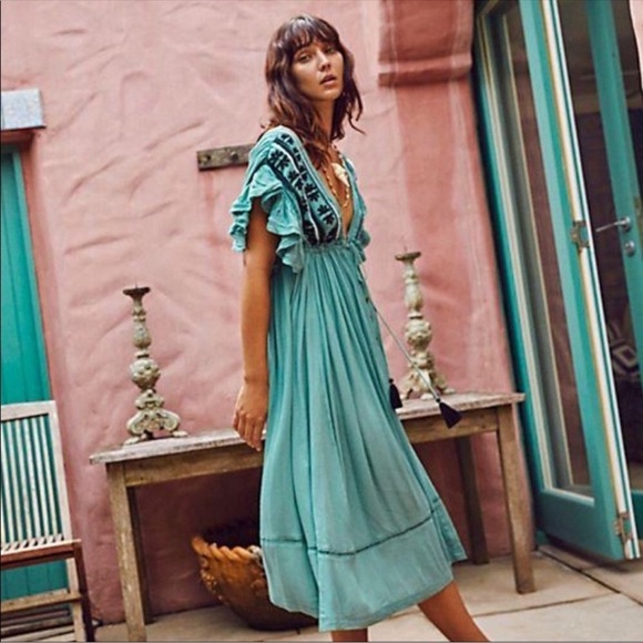 Free People Bali Will Wait For You‎ Embroidered Midi Dress Size XS - Picture 1 of 16